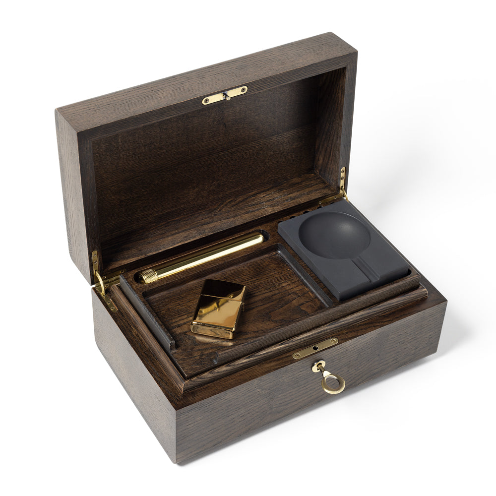 Discover the functionality of our Ash Wood Brown Stash Box, complete with internal dividers for easy organization. Made from high-quality ash wood, it blends practicality with a luxurious finish.