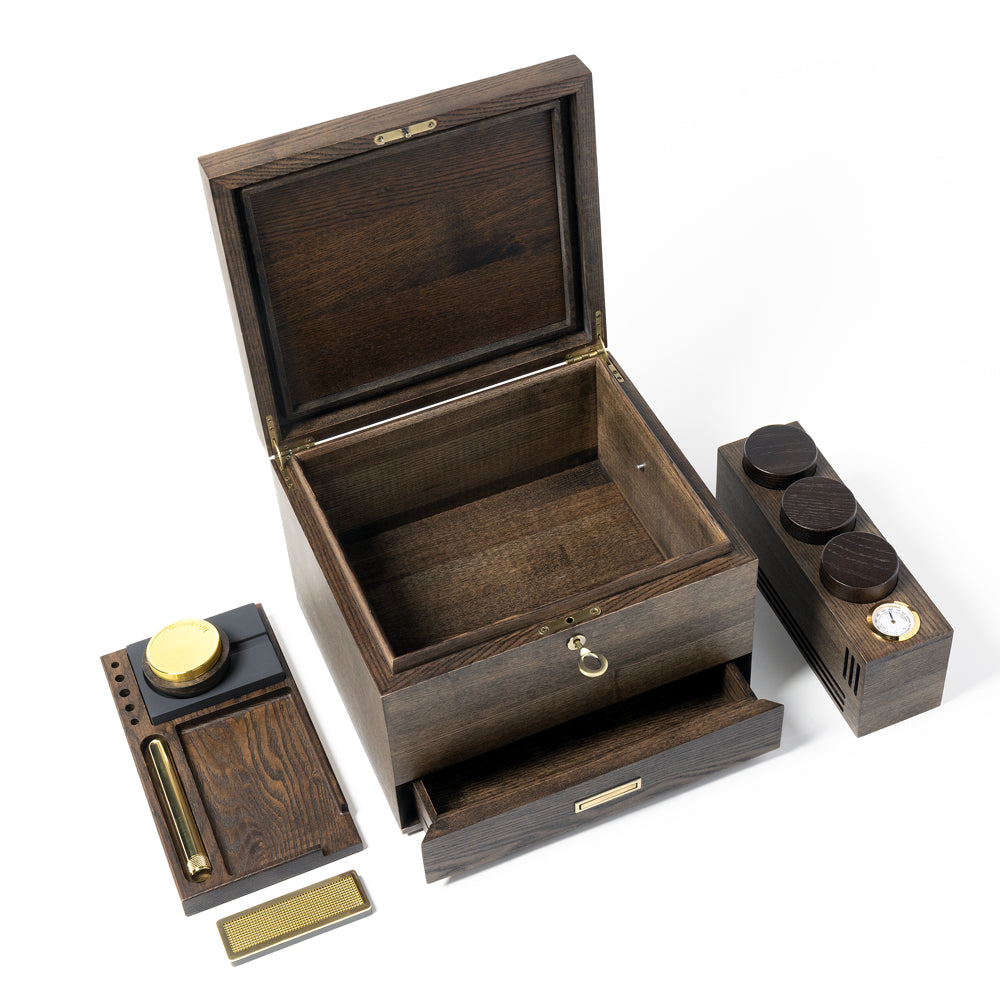 Stylish black stash box for herbs