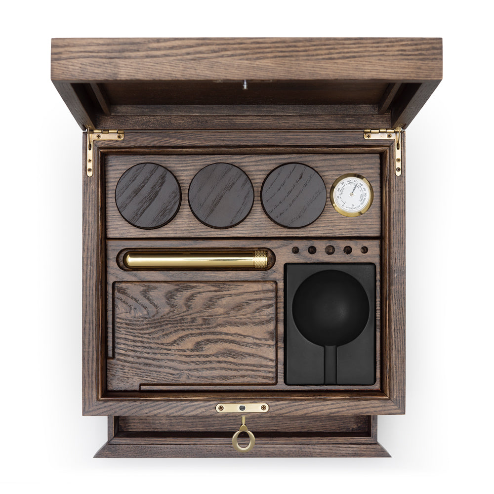 Premium stash box with compartments