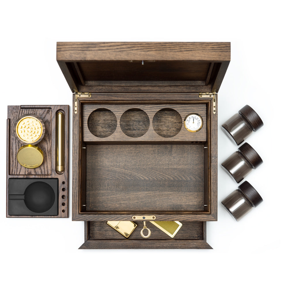 Elegant wooden stash box with lock